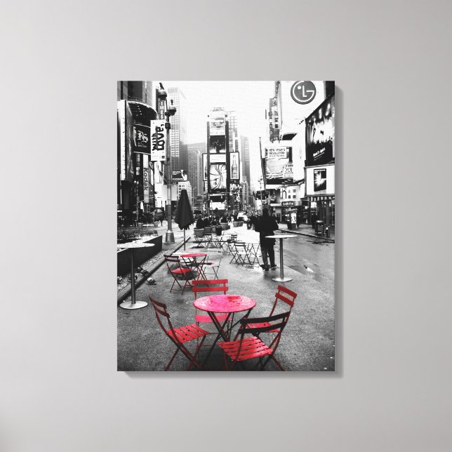 HELGDAG SALE! Black White Red Canvas Times Square (Framsida)