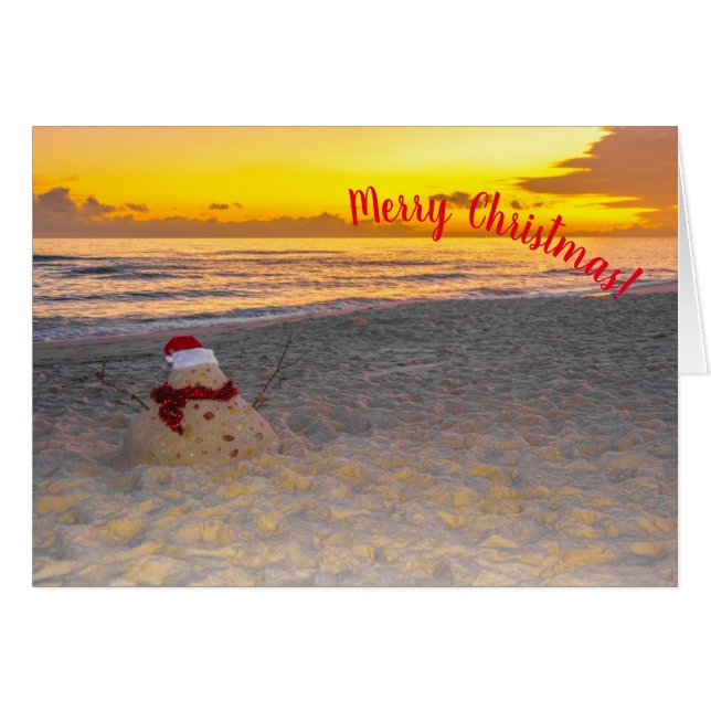 Helgdag Sandman på stranden Hälsningskort (Framsidan Horizontal)