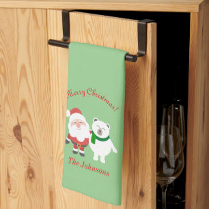 Helgdag Santa Bear-Julköket Kökshandduk