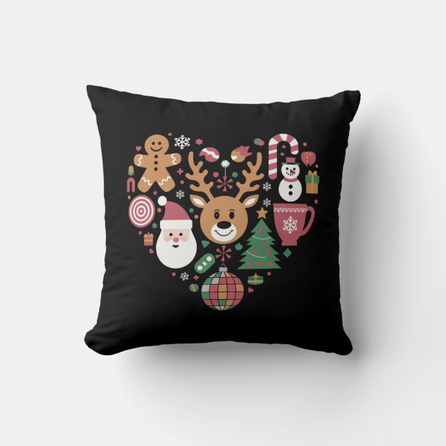 Helgdag Santa Heart Kärlek Icons Julafton Santa Kudde (Framsida)