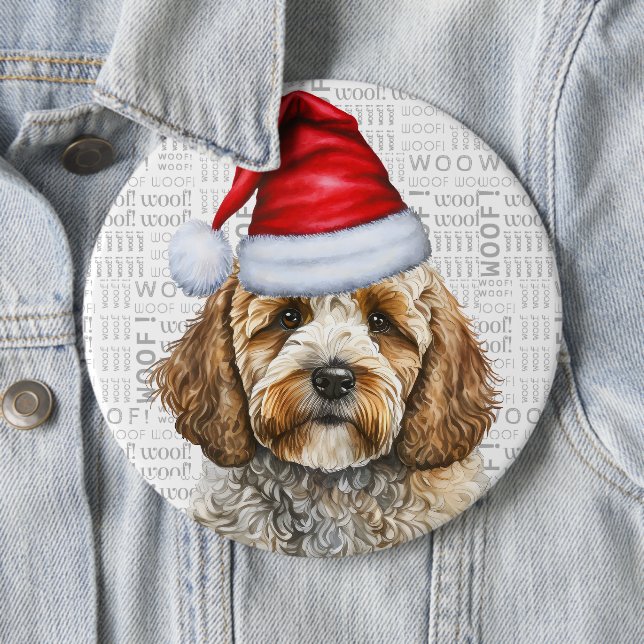 Helgdag Santa Hund jul Cockapoo Knapp (In Situ)