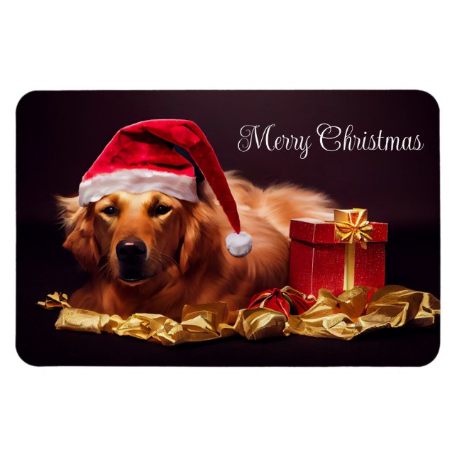 Helgdag Santa Hund Magnet (Horisontell)