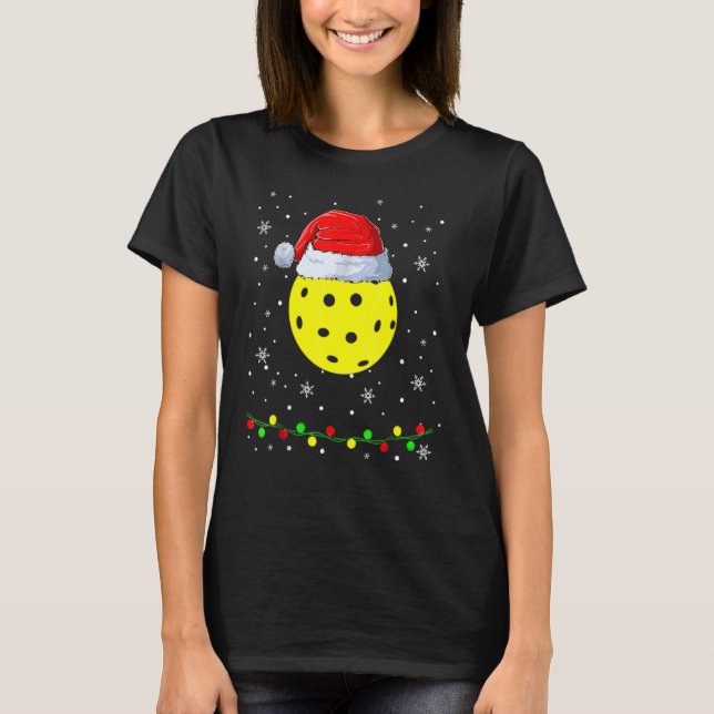 Helgdag Santa Pickleball Santa Hat T Shirt (Framsida)