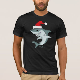 Helgdag Santa Shark-Mörken T-Shirt