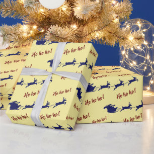 Helgdag Santa Sleigh Reindeers Gult Sömlös Presentpapper