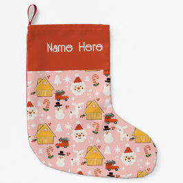 Helgdag Santa Workshop Retro Rosa Liten Julstrumpa