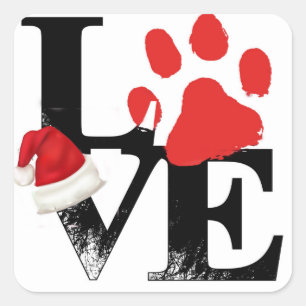 Helgdag Santapaws - tasstryck i julKÄRLEK Fyrkantigt Klistermärke