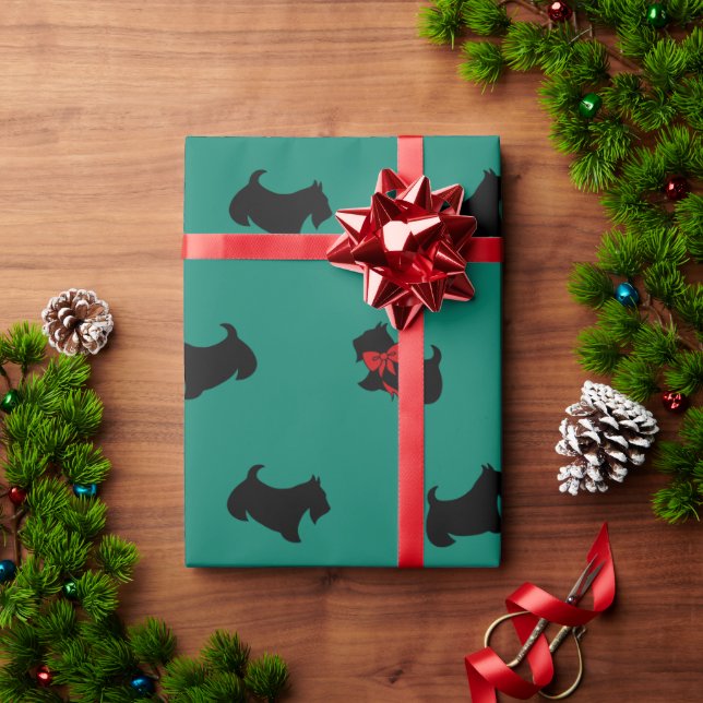 Helgdag Scottish Terriers Wrapping Papper Presentpapper (Julgåva)