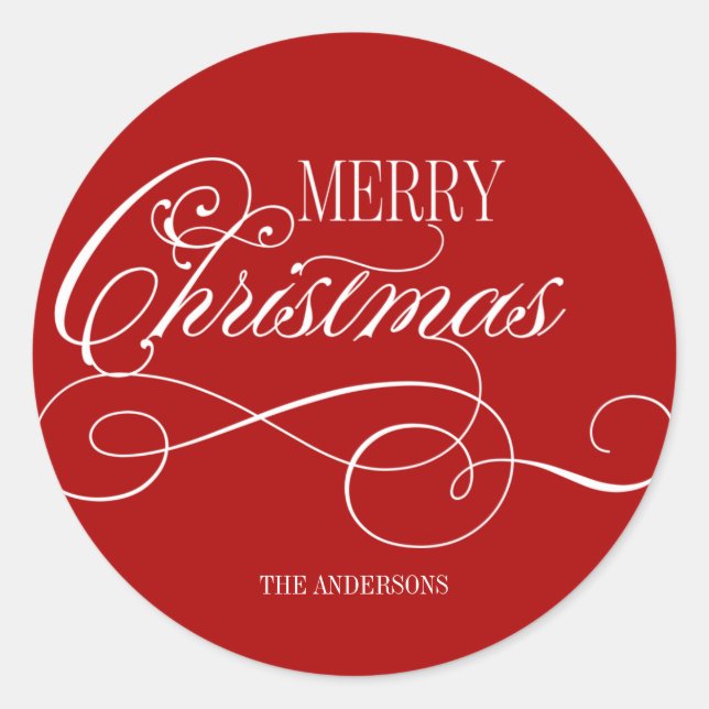 Helgdag Script God jul Runt Klistermärke (Framsida)