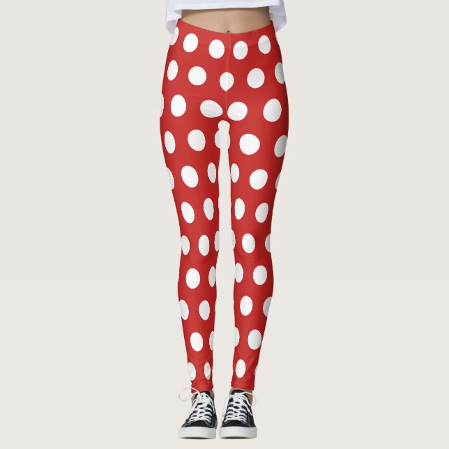 Helgdag Sexy Elf Red Spots Retro jul Leggings (Framsida)