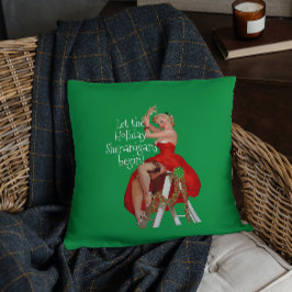 Helgdag Shenanigans Retro Pinup jul Kudde