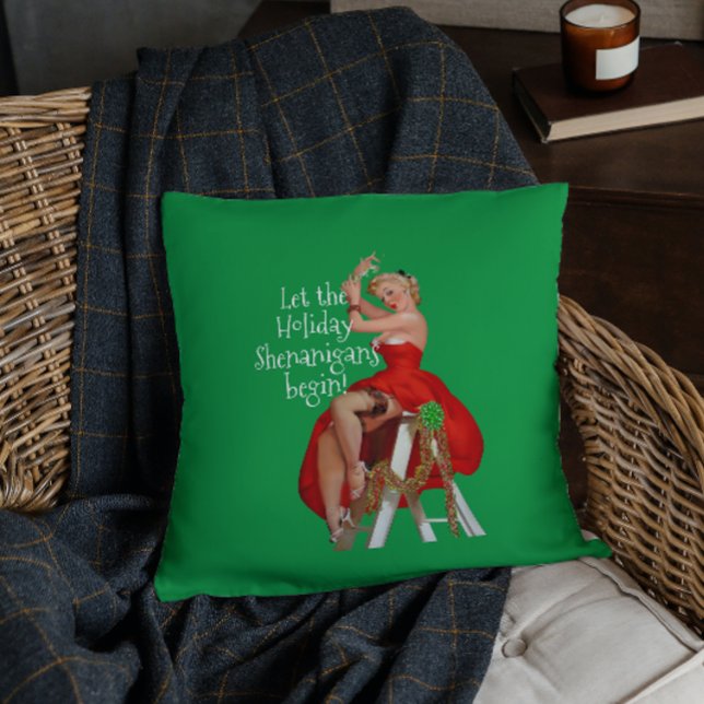 Helgdag Shenanigans Retro Pinup jul Kudde (Skapare uppladdad)