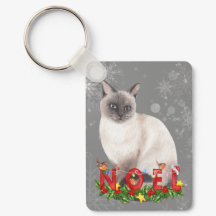 Helgdag Siamese Cat Watercolor Keychain