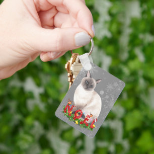 Helgdag Siamese Cat Watercolor Keychain Nyckelring