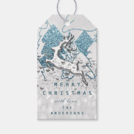 Helgdag Silver Spark Hearts julrenar 3D Presentetikett