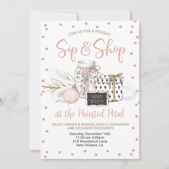 Helgdag Sip and Shop Inbjudningar (Framsida)