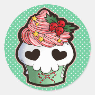 Helgdag Skull Cuptårta Runt Klistermärke