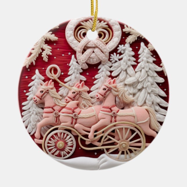 Helgdag Sleigh Ride Julgransprydnad Keramik (Framsidan)