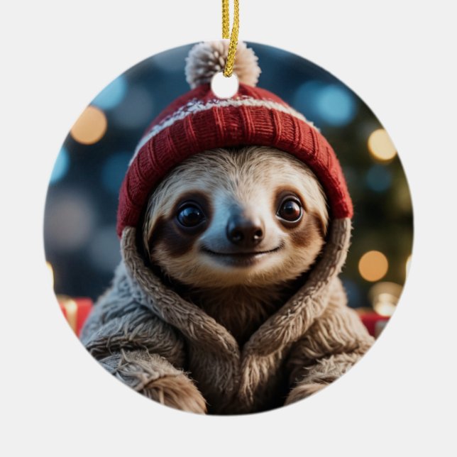 Helgdag Sloth Julgransprydnad Keramik (Framsidan)
