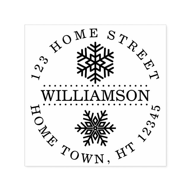 Helgdag Snöflingor cirkulär Returadress Självfärgande Stämpel (Design)