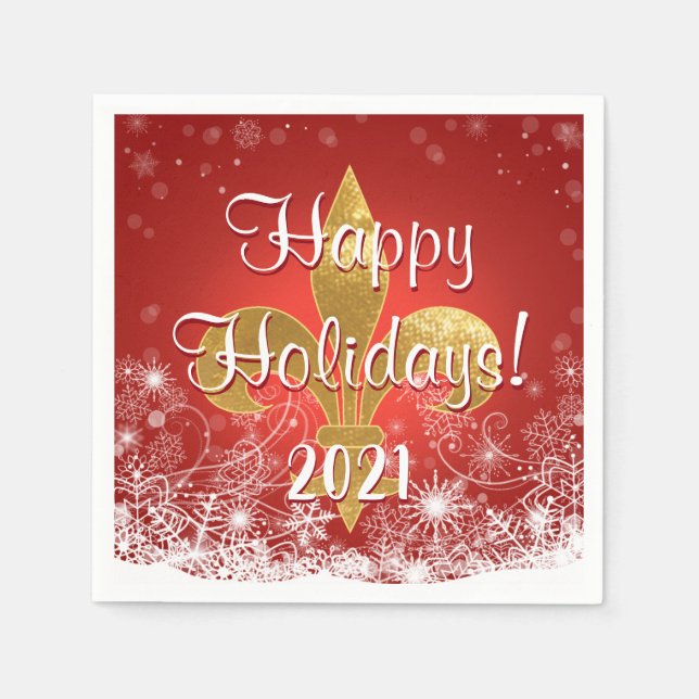 Helgdag Snöflingor Fleur Pappersservett (Framsidan)