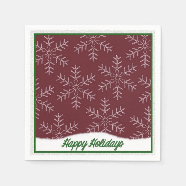 Helgdag Snöflingor Red jul Napkins Pappersservett (Framsidan)