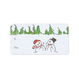 Helgdag Snögubbars Gift Adressetikett