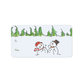 Helgdag Snögubbars Gift Adressetikett