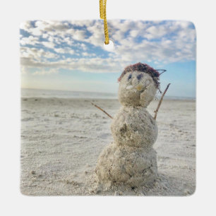 Helgdag Snögubbe Beach Florida Vacation Julgransprydnad Keramik