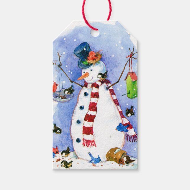 Helgdag Snögubbe Gift Märkre Presentetikett (Framsidan)