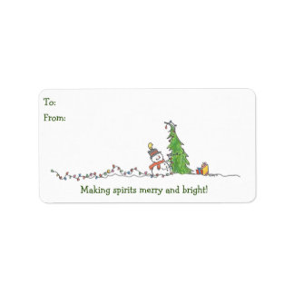 Helgdag Snögubbe Gift Märkre Stickers Adressetikett