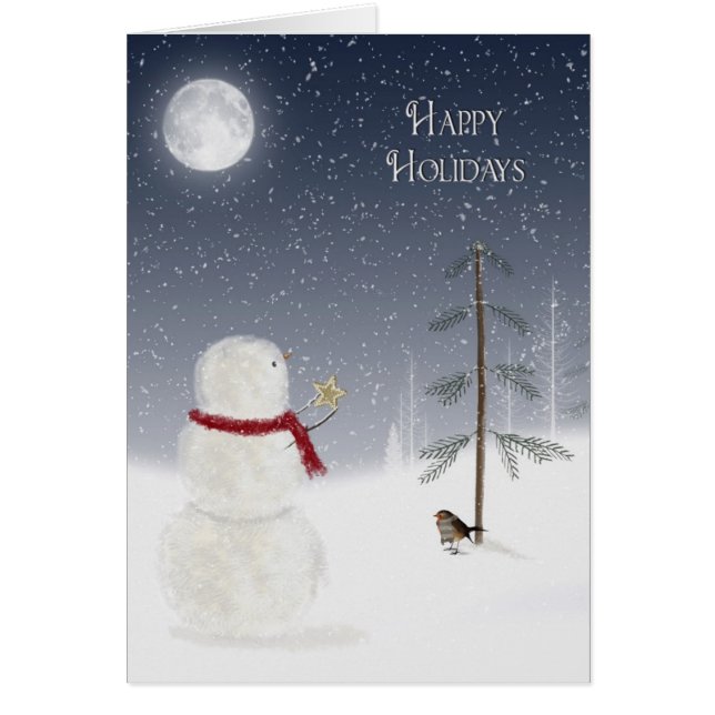 Helgdag Snögubbe Hälsningskort (Framsidan)