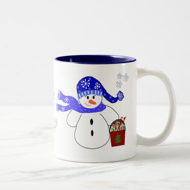 Helgdag Snögubbe med kandy Två-Tonad Mugg (Höger)