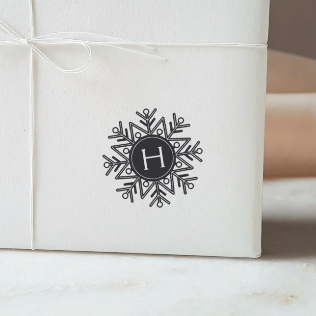 Helgdag Snowflake Monogram Självfärgande Stämpel (Skapare uppladdad)