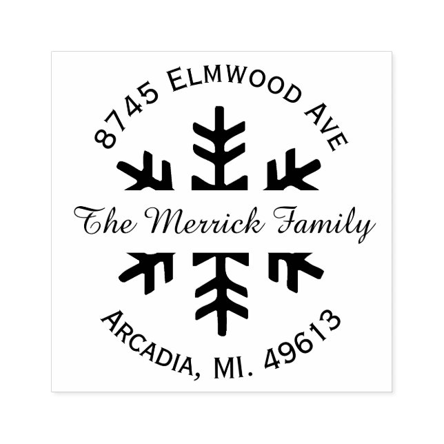 Helgdag Snowflake Returadress Rubber Frimärke Stämpel (Tryck)