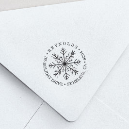 Helgdag Snowflake Round Returadress Självfärgande Stämpel