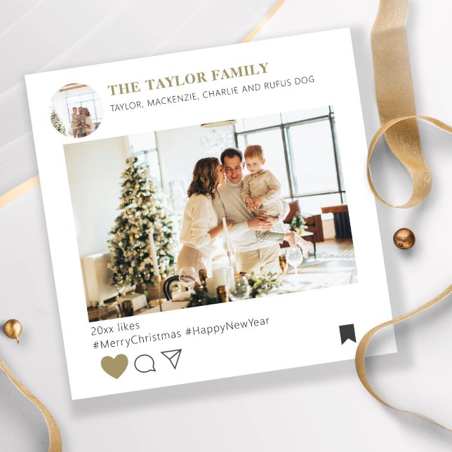 Helgdag Social Media Novelty - jultomte Julkort (Holiday Social Media Novelty Template Christmas card by Ricaso. Add own photo and text. Fun holiday)