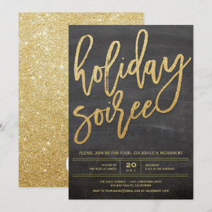 Helgdag Soiree Glitter Chalkboard Party Inbjudan