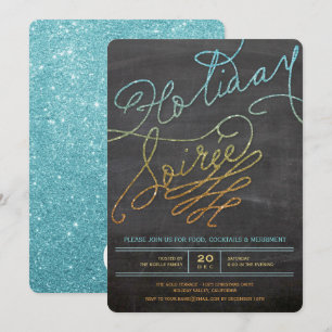 Helgdag Soiree Glitter Chalkboard Party Inbjudan