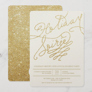 Helgdag Soiree Guld Glitter Snyggt Party Inbjudningar