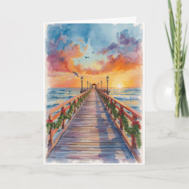 Helgdag Solnedgång i havet - kort för tropisk häls