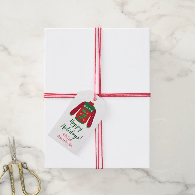Helgdag, söt, Personlig jul Presentetikett (Med Snöre)