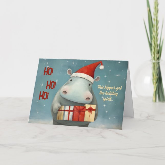 Helgdag Spirit Hippo-julkort Kort (Framsida)
