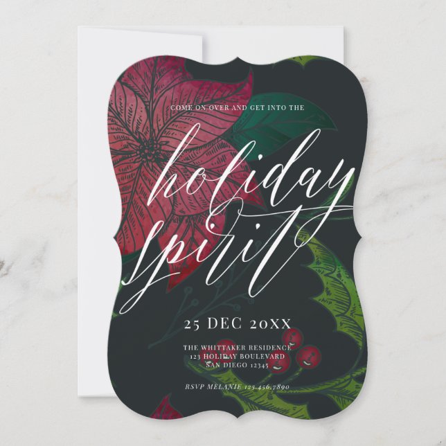 Helgdag Spirit Poinsettia-Julfesten Inbjudningar (Framsida)
