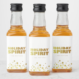 Helgdag Spirit | Roligt Jul White & Guld Mini Spritflaskor Etikett