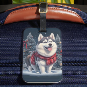 Helgdag Spirit vid jul Husky Hund Magic Julafton Bagagebricka