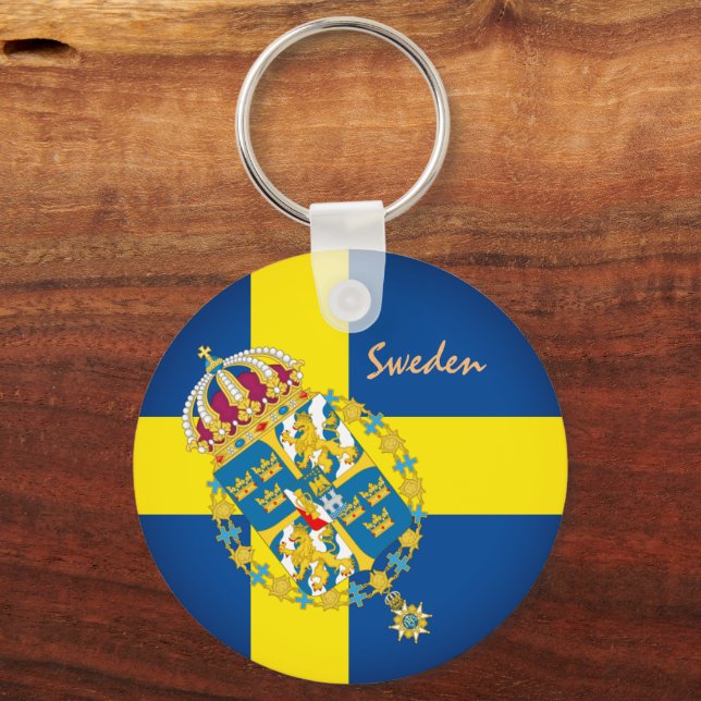 Helgdag/sport för flagga, emblem och Sverige Nyckelring (Framsida)