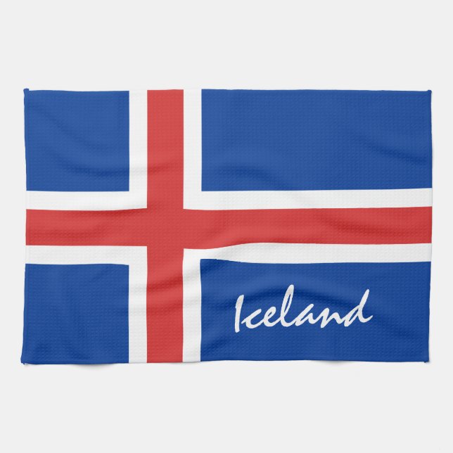 helgdag/sportfantaster för isländska flagga och Is Kökshandduk (Horisontell)