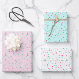Helgdag Sprinkles Wrapping Papper Flat Lakan Trio