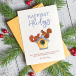 Helgdag Squirrels Photo Collage julkort<br><div class="desc">Denna beundransvärda helgdag-ekorrar är perfekten till att årets höjdpunkter och sprida glädje denna julsäsong. Det här kortet har en hjärtskärande vattenfärg med två vidskepliga ekorrar på ett festligt fågelhus, vilket ger den trevliga tonen. Den fetstilta texten "Happiest Helgdagars" tillför en aning festsfläck. Anpassa den ytterligare med ditt anpassningsbar-meddelande och namnteckning,...</div>